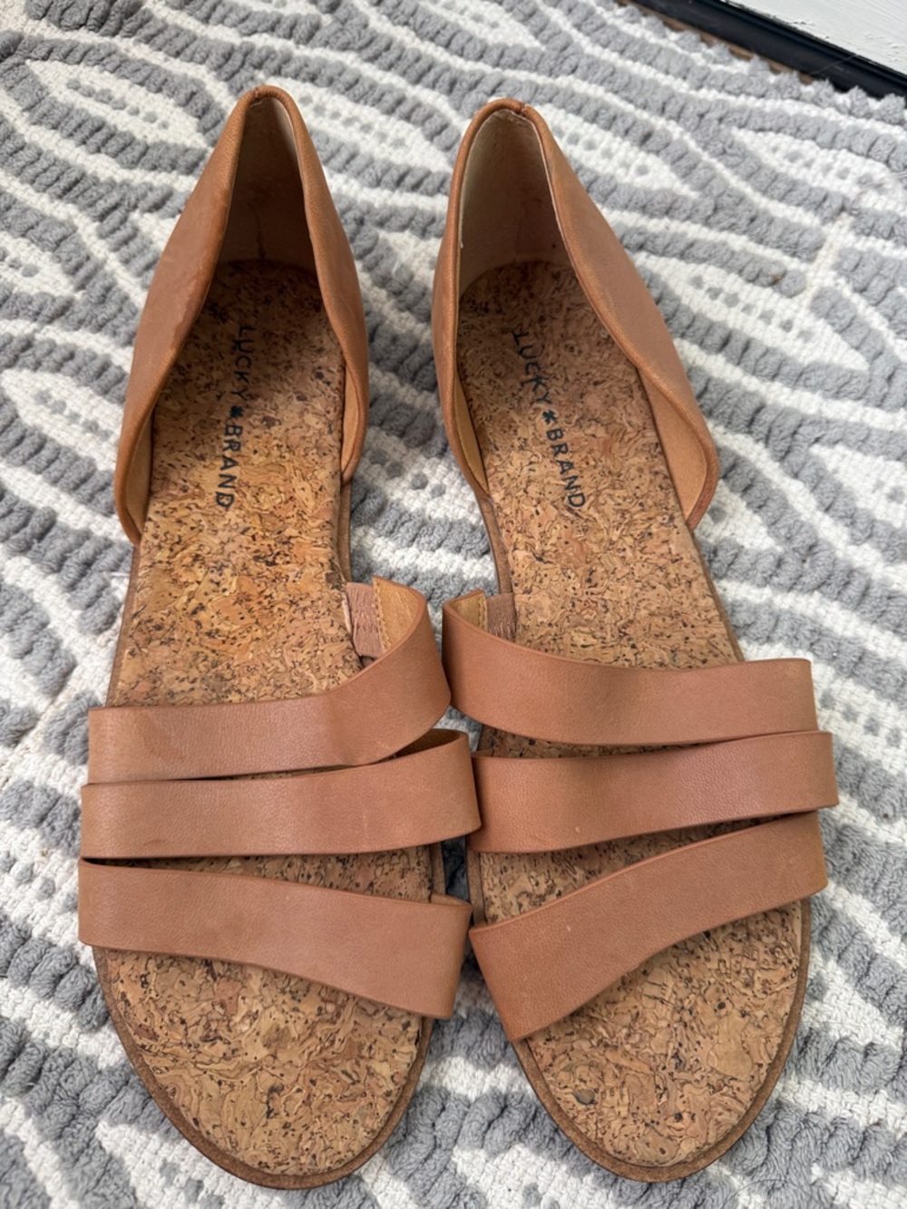 Lucky Brand Women's Cognac Strappy Cork Sandals